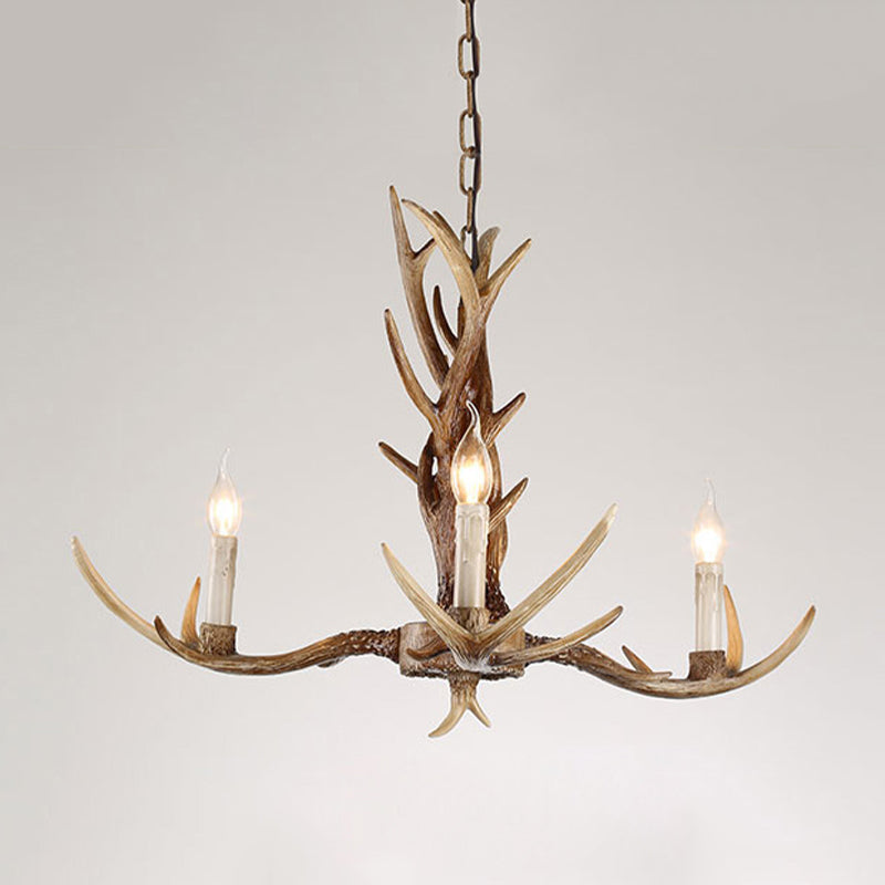 3/6/8 Lights Chandelier Lighting Fixture Antique Candelabra Resin Hanging Light in Beige for Living Room Clearhalo 'Ceiling Lights' 'Chandeliers' Lighting' options 990967