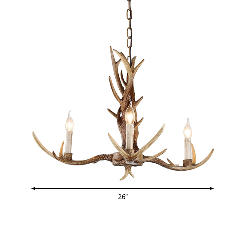 3/6/8 Lights Chandelier Lighting Fixture Antique Candelabra Resin Hanging Light in Beige for Living Room Clearhalo 'Ceiling Lights' 'Chandeliers' Lighting' options 990968