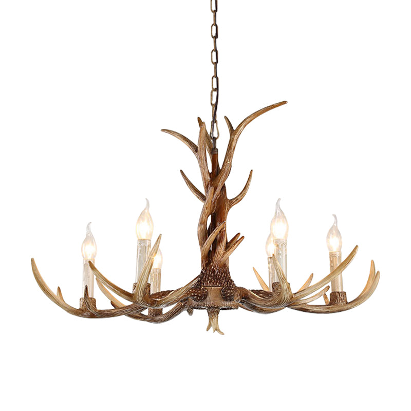 3/6/8 Lights Chandelier Lighting Fixture Antique Candelabra Resin Hanging Light in Beige for Living Room Clearhalo 'Ceiling Lights' 'Chandeliers' Lighting' options 990971