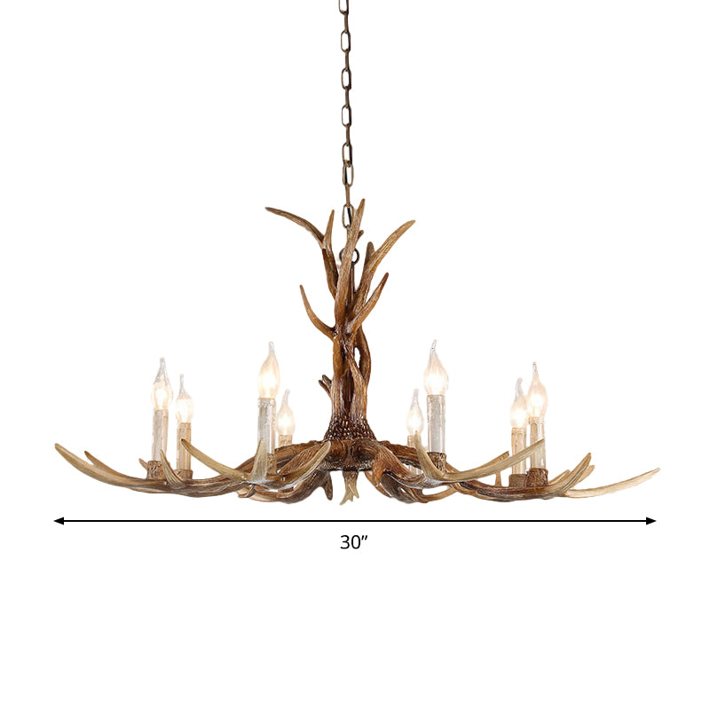 3/6/8 Lights Chandelier Lighting Fixture Antique Candelabra Resin Hanging Light in Beige for Living Room Clearhalo 'Ceiling Lights' 'Chandeliers' Lighting' options 990978