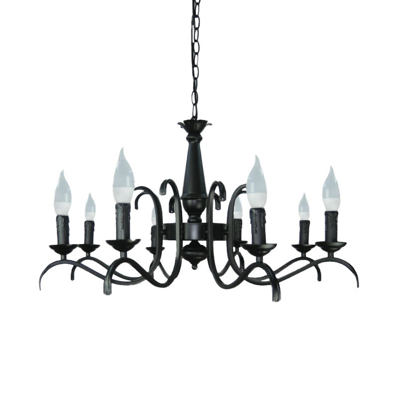 2-Tier Candle Living Room Chandelier Traditional Metal 3/5/6 Bulbs Black Finish Ceiling Hanging Light Clearhalo 'Ceiling Lights' 'Chandeliers' Lighting' options 990982