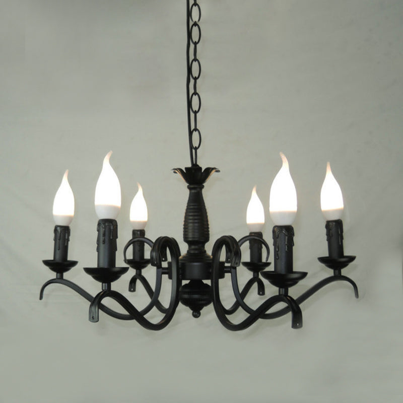 2-Tier Candle Living Room Chandelier Traditional Metal 3/5/6 Bulbs Black Finish Ceiling Hanging Light 6 Black Clearhalo 'Ceiling Lights' 'Chandeliers' Lighting' options 990987_1ac428b9-2fc3-42f6-b78c-e561818a1aa3