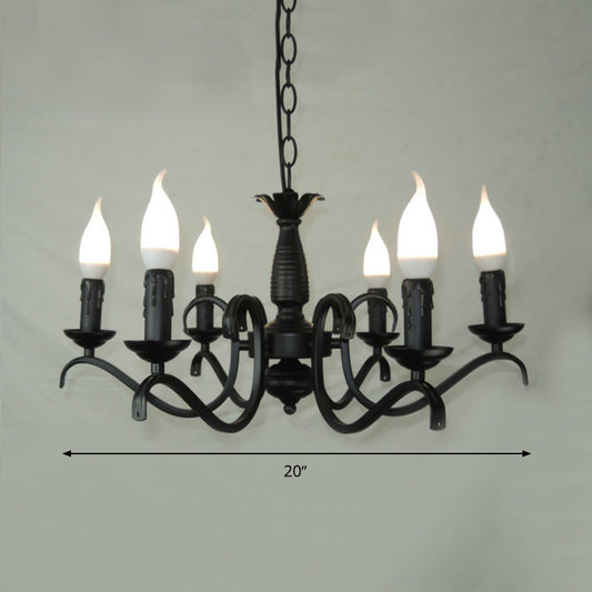 2-Tier Candle Living Room Chandelier Traditional Metal 3/5/6 Bulbs Black Finish Ceiling Hanging Light Clearhalo 'Ceiling Lights' 'Chandeliers' Lighting' options 990988
