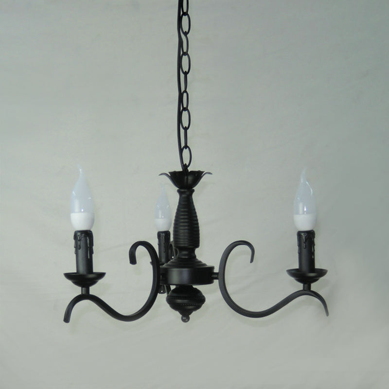2-Tier Candle Living Room Chandelier Traditional Metal 3/5/6 Bulbs Black Finish Ceiling Hanging Light 3 Black Clearhalo 'Ceiling Lights' 'Chandeliers' Lighting' options 990989_826115e1-5557-4b0b-9e3f-c6757d9e0a52