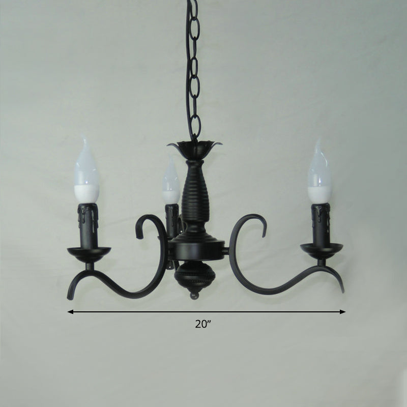 2-Tier Candle Living Room Chandelier Traditional Metal 3/5/6 Bulbs Black Finish Ceiling Hanging Light Clearhalo 'Ceiling Lights' 'Chandeliers' Lighting' options 990990
