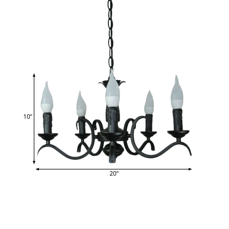 2-Tier Candle Living Room Chandelier Traditional Metal 3/5/6 Bulbs Black Finish Ceiling Hanging Light Clearhalo 'Ceiling Lights' 'Chandeliers' Lighting' options 990995
