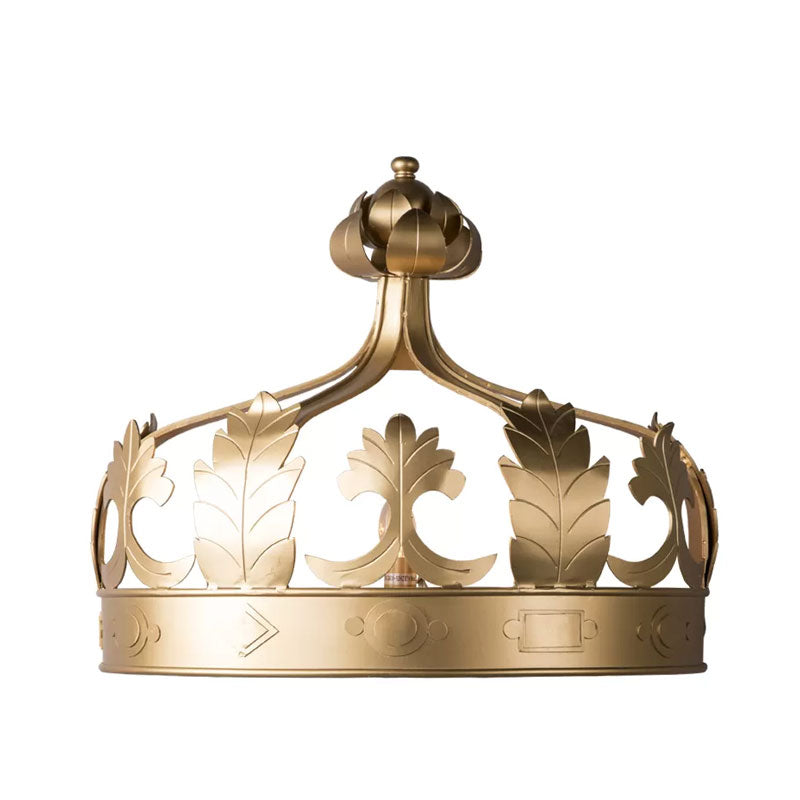 Crown Bedroom Wall Mounted Light Vintage Metal 3 Lights Grey/Gold Wall Sconce Lighting Clearhalo 'Wall Lamps & Sconces' 'Wall Lights' Lighting' 990998