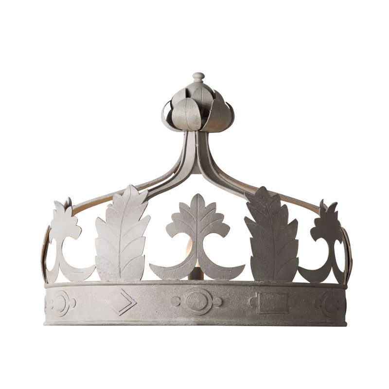 Crown Bedroom Wall Mounted Light Vintage Metal 3 Lights Grey/Gold Wall Sconce Lighting Clearhalo 'Wall Lamps & Sconces' 'Wall Lights' Lighting' 991004