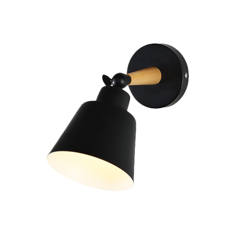 1 Light Wall Mount Light Modern Style Bucket Shade Metal Wall Fixture Lamp in Black for Living Room Clearhalo 'Cast Iron' 'Glass' 'Industrial' 'Modern wall lights' 'Modern' 'Tiffany' 'Traditional wall lights' 'Wall Lamps & Sconces' 'Wall Lights' Lighting' 991104