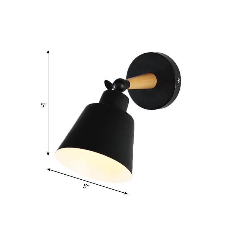 1 Light Wall Mount Light Modern Style Bucket Shade Metal Wall Fixture Lamp in Black for Living Room Clearhalo 'Cast Iron' 'Glass' 'Industrial' 'Modern wall lights' 'Modern' 'Tiffany' 'Traditional wall lights' 'Wall Lamps & Sconces' 'Wall Lights' Lighting' 991105