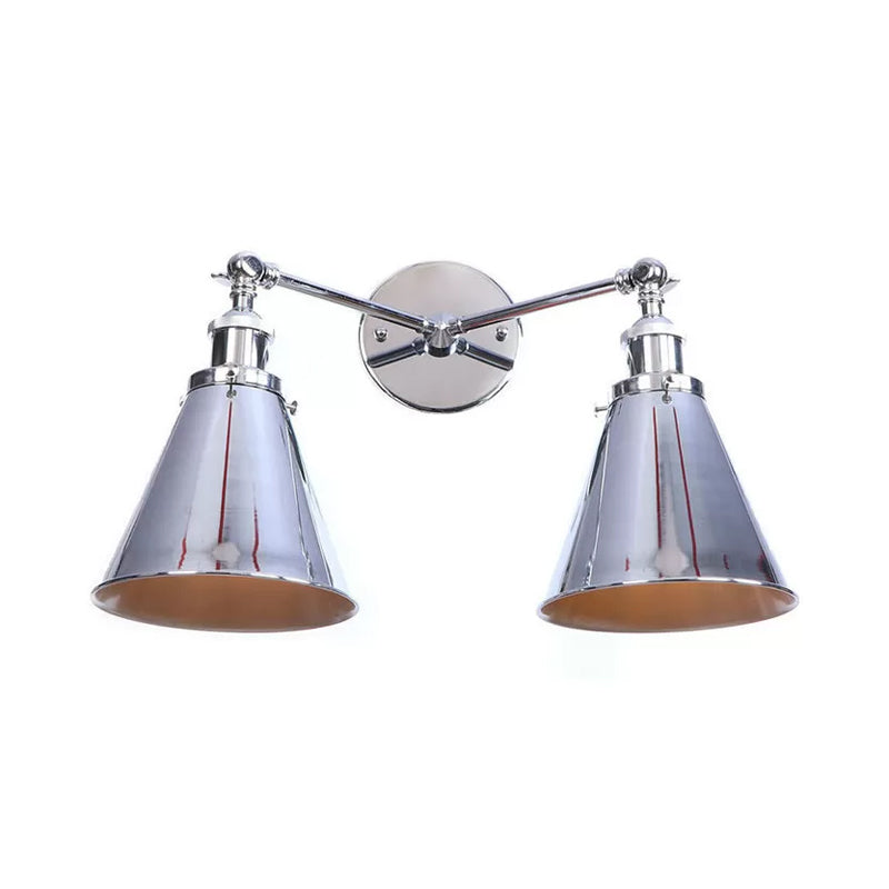 2 Lights Metal Wall Light Sconce Retro Style Black/Copper Conical Shade Restaurant Wall Mount Fixture Clearhalo 'Art deco wall lights' 'Cast Iron' 'Glass' 'Industrial wall lights' 'Industrial' 'Middle century wall lights' 'Modern' 'Rustic wall lights' 'Tiffany' 'Traditional wall lights' 'Wall Lamps & Sconces' 'Wall Lights' Lighting' 991137