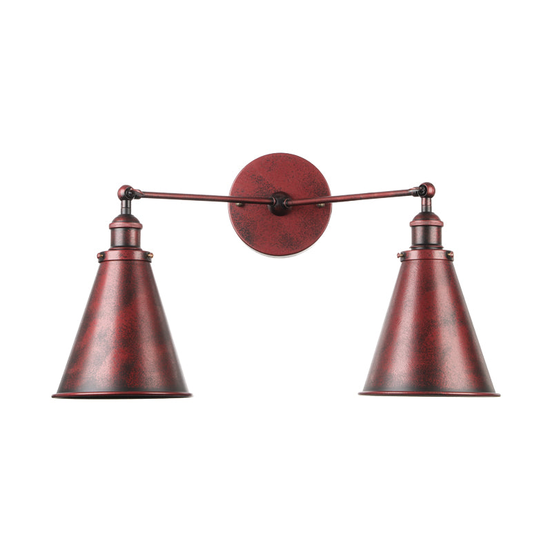 2 Lights Metal Wall Light Sconce Retro Style Black/Copper Conical Shade Restaurant Wall Mount Fixture Clearhalo 'Art deco wall lights' 'Cast Iron' 'Glass' 'Industrial wall lights' 'Industrial' 'Middle century wall lights' 'Modern' 'Rustic wall lights' 'Tiffany' 'Traditional wall lights' 'Wall Lamps & Sconces' 'Wall Lights' Lighting' 991141
