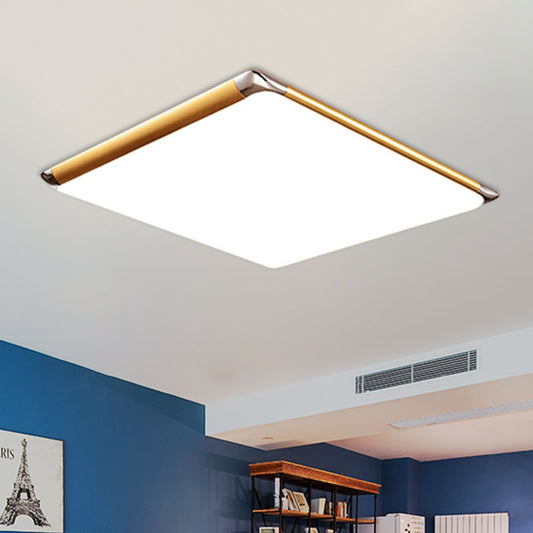 Ultra-Thin Square Flush Mount with Acrylic Shade Gold Integrated LED Bedroom Flush Mount Light in Warm/White, 18"/21"/35.5" Wide Clearhalo 'Ceiling Lights' 'Close To Ceiling Lights' 'Close to ceiling' 'Flush mount' Lighting' 991247