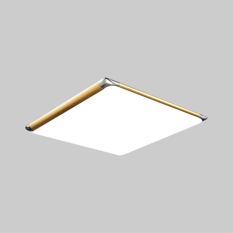 Ultra-Thin Square Flush Mount with Acrylic Shade Gold Integrated LED Bedroom Flush Mount Light in Warm/White, 18"/21"/35.5" Wide Clearhalo 'Ceiling Lights' 'Close To Ceiling Lights' 'Close to ceiling' 'Flush mount' Lighting' 991249