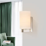White Glass Cylinder Wall Lamp Modern 1 Light Chrome Sconce Light Fixture for Passage Chrome Clearhalo 'Cast Iron' 'Glass' 'Industrial' 'Modern wall lights' 'Modern' 'Tiffany' 'Traditional wall lights' 'Wall Lamps & Sconces' 'Wall Lights' Lighting' 991253