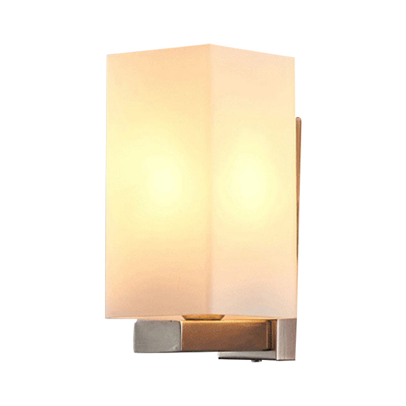 Rectangle Wall Sconce Light Modern Glass Shade 1 Light Wall Mounted Lamp in Chrome Finish Clearhalo 'Cast Iron' 'Glass' 'Industrial' 'Modern wall lights' 'Modern' 'Tiffany' 'Traditional wall lights' 'Wall Lamps & Sconces' 'Wall Lights' Lighting' 991260