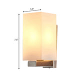 Rectangle Wall Sconce Light Modern Glass Shade 1 Light Wall Mounted Lamp in Chrome Finish Clearhalo 'Cast Iron' 'Glass' 'Industrial' 'Modern wall lights' 'Modern' 'Tiffany' 'Traditional wall lights' 'Wall Lamps & Sconces' 'Wall Lights' Lighting' 991262