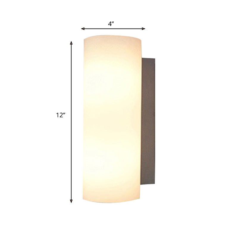 Cylindrical Bedroom Sconce Lighting White Glass 1 Light Modernist Wall Mount Light Clearhalo 'Cast Iron' 'Glass' 'Industrial' 'Modern wall lights' 'Modern' 'Tiffany' 'Traditional wall lights' 'Wall Lamps & Sconces' 'Wall Lights' Lighting' 991280