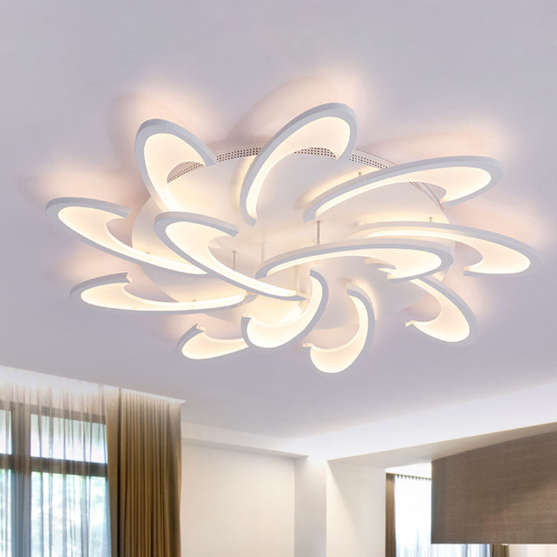 Windmill Flush Ceiling Light Fixture Modern Acrylic 3/6/12-Light Living Room Flushmount Lighting in Warm/White/Natural Light 12 White Clearhalo 'Ceiling Lights' 'Close To Ceiling Lights' 'Close to ceiling' 'Semi-flushmount' Lighting' 991342