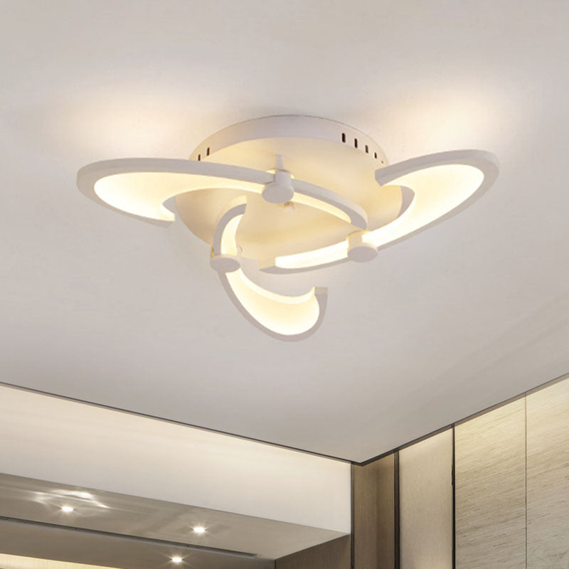 Floral Acrylic LED Flush Mount Light Fixture Contemporary 3/6/9 Lights White Ceiling Lamp in Warm/White/Natural Light 3 White Clearhalo 'Ceiling Lights' 'Close To Ceiling Lights' 'Close to ceiling' 'Semi-flushmount' Lighting' 991363