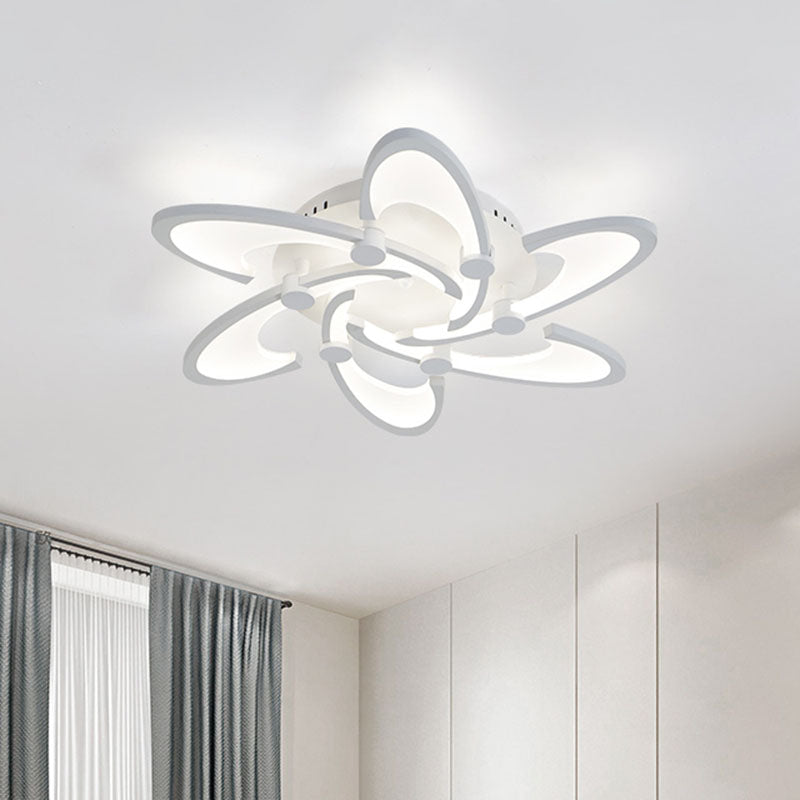 Floral Acrylic LED Flush Mount Light Fixture Contemporary 3/6/9 Lights White Ceiling Lamp in Warm/White/Natural Light 6 White Clearhalo 'Ceiling Lights' 'Close To Ceiling Lights' 'Close to ceiling' 'Semi-flushmount' Lighting' 991368