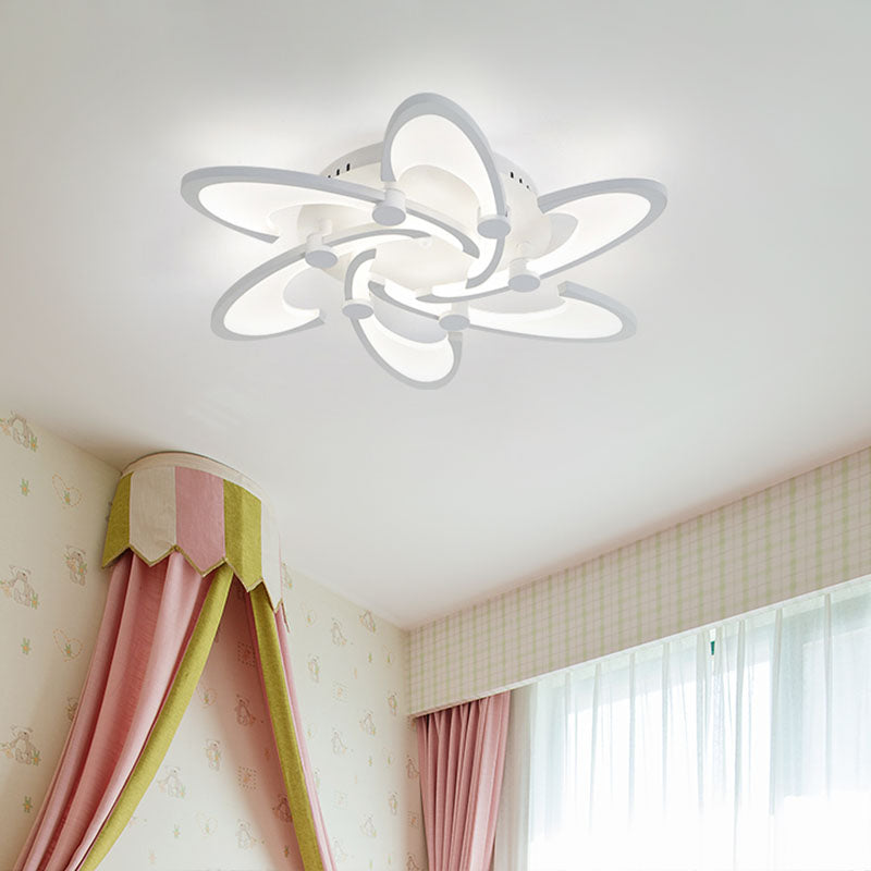 Floral Acrylic LED Flush Mount Light Fixture Contemporary 3/6/9 Lights White Ceiling Lamp in Warm/White/Natural Light Clearhalo 'Ceiling Lights' 'Close To Ceiling Lights' 'Close to ceiling' 'Semi-flushmount' Lighting' 991369