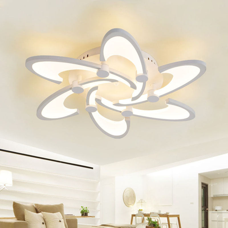 Floral Acrylic LED Flush Mount Light Fixture Contemporary 3/6/9 Lights White Ceiling Lamp in Warm/White/Natural Light Clearhalo 'Ceiling Lights' 'Close To Ceiling Lights' 'Close to ceiling' 'Semi-flushmount' Lighting' 991370