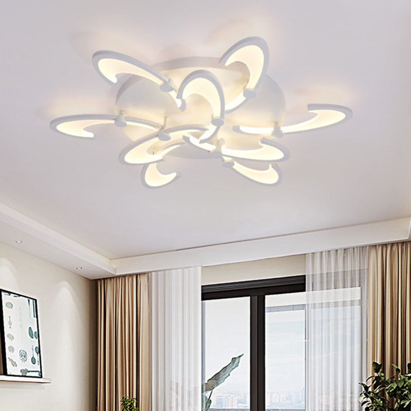 Floral Acrylic LED Flush Mount Light Fixture Contemporary 3/6/9 Lights White Ceiling Lamp in Warm/White/Natural Light 9 White Clearhalo 'Ceiling Lights' 'Close To Ceiling Lights' 'Close to ceiling' 'Semi-flushmount' Lighting' 991373