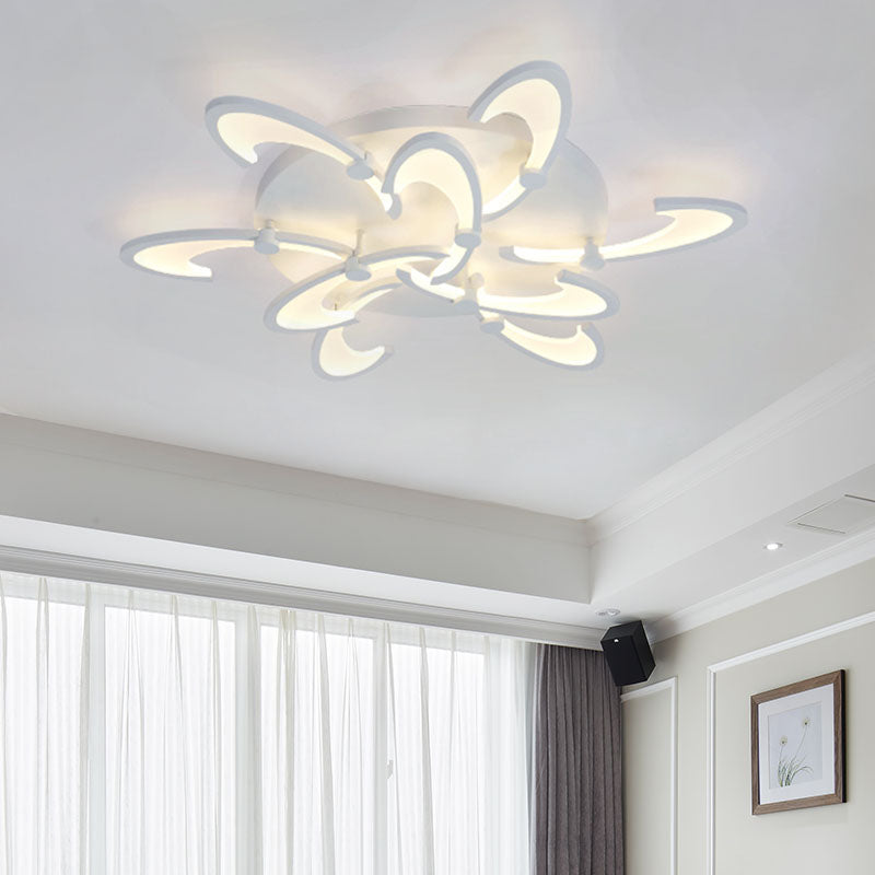 Floral Acrylic LED Flush Mount Light Fixture Contemporary 3/6/9 Lights White Ceiling Lamp in Warm/White/Natural Light Clearhalo 'Ceiling Lights' 'Close To Ceiling Lights' 'Close to ceiling' 'Semi-flushmount' Lighting' 991374