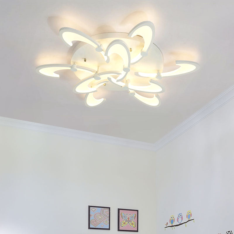 Floral Acrylic LED Flush Mount Light Fixture Contemporary 3/6/9 Lights White Ceiling Lamp in Warm/White/Natural Light Clearhalo 'Ceiling Lights' 'Close To Ceiling Lights' 'Close to ceiling' 'Semi-flushmount' Lighting' 991375