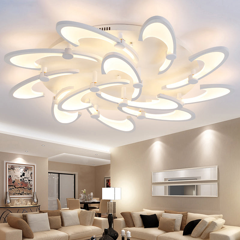 Floral Acrylic LED Flush Mount Light Fixture Contemporary 3/6/9 Lights White Ceiling Lamp in Warm/White/Natural Light 12 White Clearhalo 'Ceiling Lights' 'Close To Ceiling Lights' 'Close to ceiling' 'Semi-flushmount' Lighting' 991378