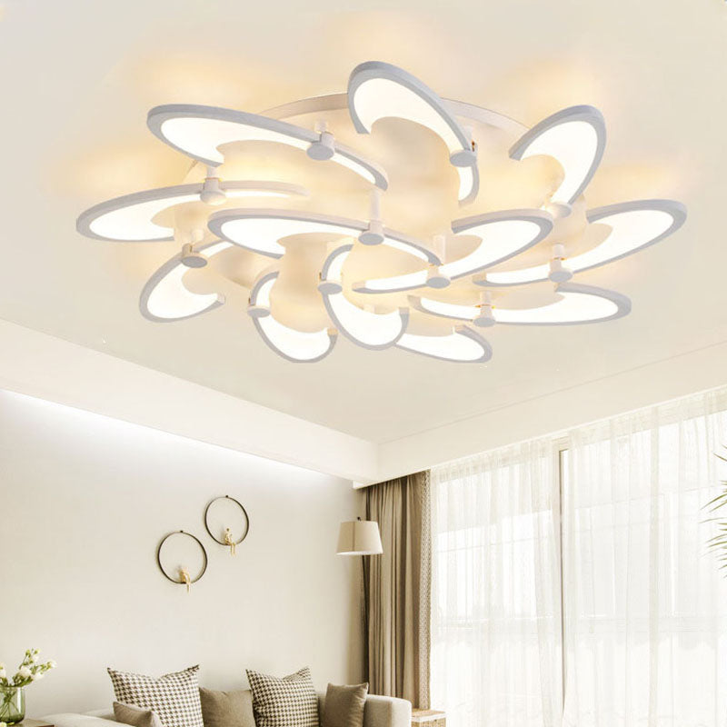 Floral Acrylic LED Flush Mount Light Fixture Contemporary 3/6/9 Lights White Ceiling Lamp in Warm/White/Natural Light Clearhalo 'Ceiling Lights' 'Close To Ceiling Lights' 'Close to ceiling' 'Semi-flushmount' Lighting' 991379