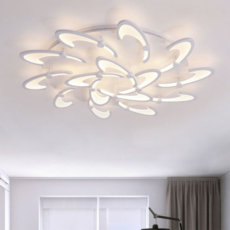 Floral Acrylic LED Flush Mount Light Fixture Contemporary 3/6/9 Lights White Ceiling Lamp in Warm/White/Natural Light 15 White Clearhalo 'Ceiling Lights' 'Close To Ceiling Lights' 'Close to ceiling' 'Semi-flushmount' Lighting' 991383