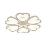 Modern 4/6-Light Ceiling Mount Light Fixture with Acrylic Shade White Heart Flush Lamp in Warm/White/Natural Light Clearhalo 'Ceiling Lights' 'Close To Ceiling Lights' 'Close to ceiling' 'Semi-flushmount' Lighting' 991396