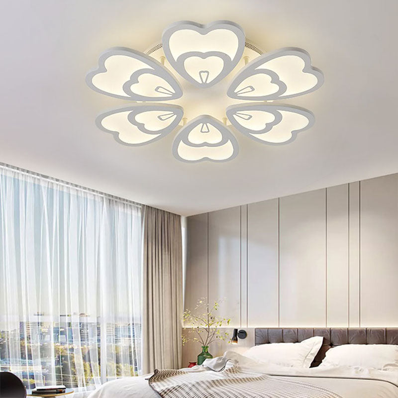 Heart Ceiling Light Contemporary Acrylic 6/9/12 Lights Dining Room Flush Mount Light in Warm/White/Natural Light Clearhalo 'Ceiling Lights' 'Close To Ceiling Lights' 'Close to ceiling' 'Semi-flushmount' Lighting' 991399