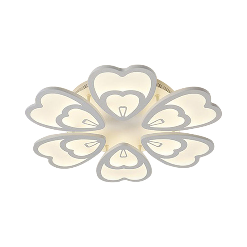 Heart Ceiling Light Contemporary Acrylic 6/9/12 Lights Dining Room Flush Mount Light in Warm/White/Natural Light Clearhalo 'Ceiling Lights' 'Close To Ceiling Lights' 'Close to ceiling' 'Semi-flushmount' Lighting' 991401