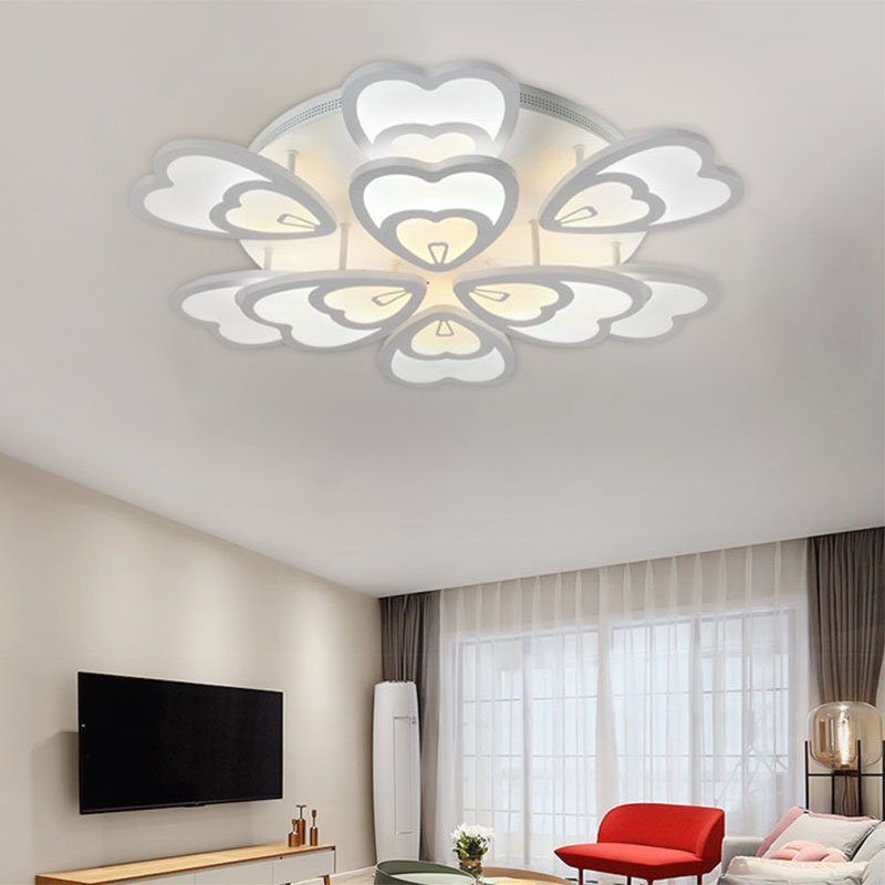 Heart Ceiling Light Contemporary Acrylic 6/9/12 Lights Dining Room Flush Mount Light in Warm/White/Natural Light Clearhalo 'Ceiling Lights' 'Close To Ceiling Lights' 'Close to ceiling' 'Semi-flushmount' Lighting' 991404