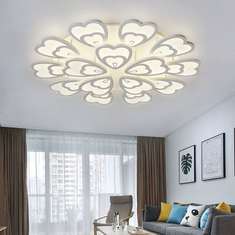 Heart Ceiling Light Contemporary Acrylic 6/9/12 Lights Dining Room Flush Mount Light in Warm/White/Natural Light Clearhalo 'Ceiling Lights' 'Close To Ceiling Lights' 'Close to ceiling' 'Semi-flushmount' Lighting' 991415