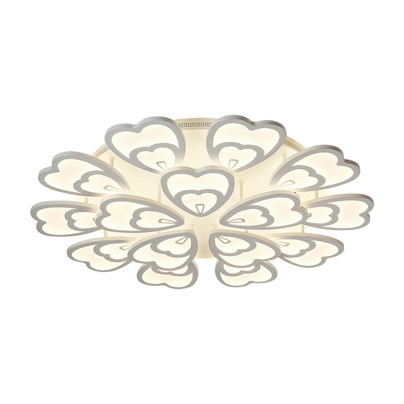 Heart Ceiling Light Contemporary Acrylic 6/9/12 Lights Dining Room Flush Mount Light in Warm/White/Natural Light Clearhalo 'Ceiling Lights' 'Close To Ceiling Lights' 'Close to ceiling' 'Semi-flushmount' Lighting' 991416