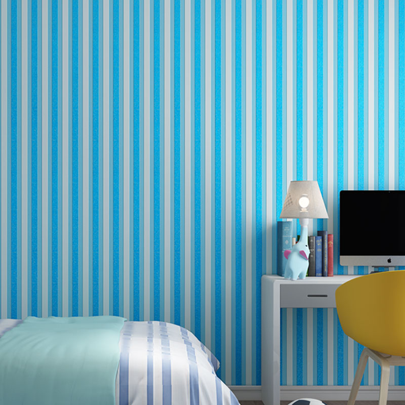 Vertical Stripe Wall Decor for Children's Bedroom Modern Vinyl Wallpaper Roll, 31' x 20.5" Dark Blue Clearhalo 'Wall Decor' 'Wallpaper' 991744