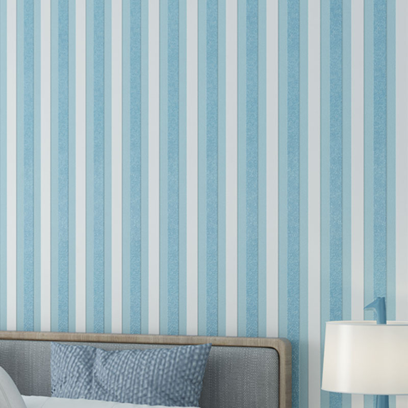 Vertical Stripe Wall Decor for Children's Bedroom Modern Vinyl Wallpaper Roll, 31' x 20.5" Light Blue Clearhalo 'Wall Decor' 'Wallpaper' 991747