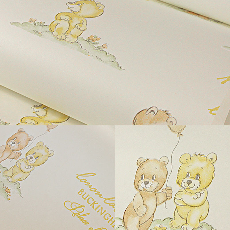 Water-Resistant Cute Bear Wallpaper Non-Woven Fabric Wall Covering for Children's Bedroom Clearhalo 'Wall Decor' 'Wallpaper' 991754