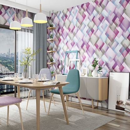 Water-Resistant Harlequin Wall Decor 57.1 sq ft. Minimalist Wallpaper for Girl's Bedroom Purple Clearhalo 'Modern wall decor' 'Modern' 'Wallpaper' Wall Decor' 992180