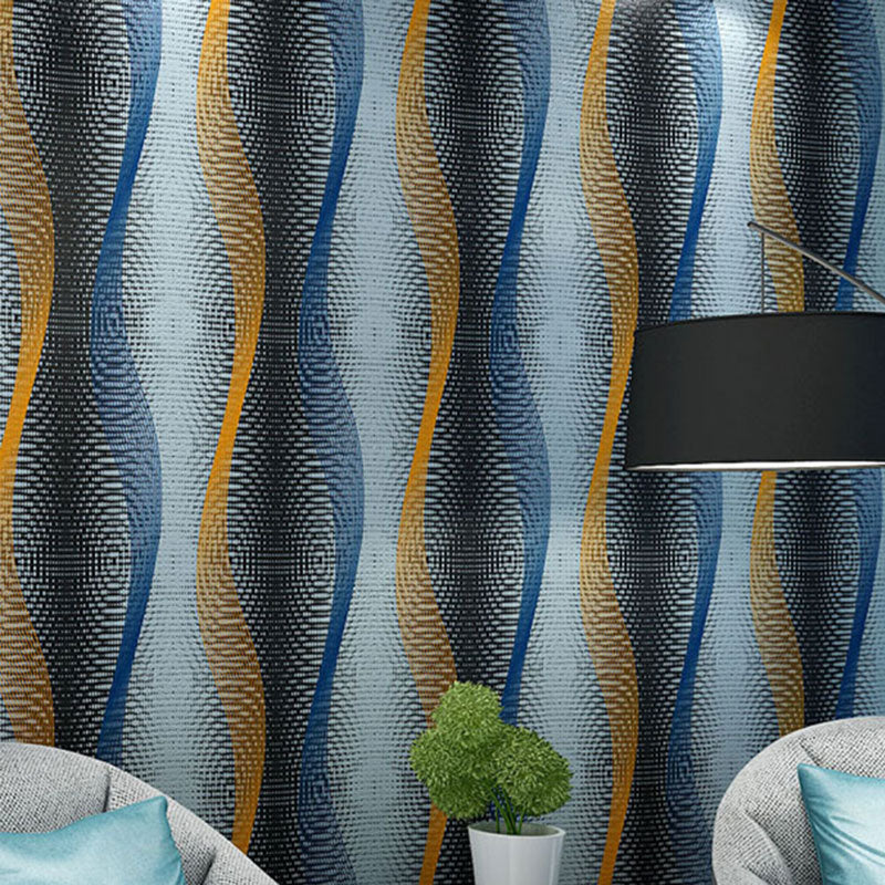 Waterproof Waving Stripes Wallpaper Roll 20.5" by 33' Contemporary Wall Art for Bedroom Decoration Gray-Green Clearhalo 'Wall Decor' 'Wallpaper' 992479