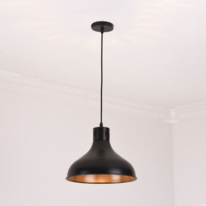 Metallic Bowl Shade Hanging Lamp Retro Style 1 Light Bedroom Pendant Lighting in Black Black Clearhalo 'Art Deco Pendants' 'Black' 'Cast Iron' 'Ceiling Lights' 'Ceramic' 'Crystal' 'Industrial Pendants' 'Industrial' 'Metal' 'Middle Century Pendants' 'Pendant Lights' 'Pendants' 'Rustic Pendants' 'Tiffany' Lighting' 99465