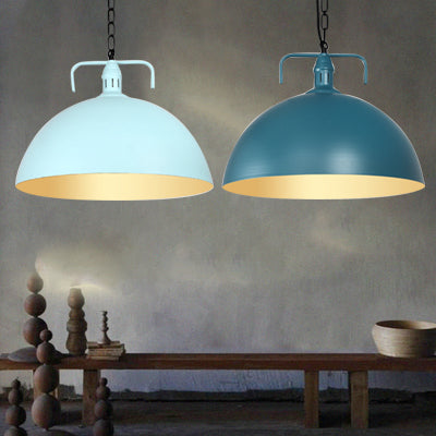 8"/10" Dia Domed Ceiling Fixture Loft Stylish 1 Light Metal Pendant Light in Dark Blue for Living Room Clearhalo 'Ceiling Lights' 'Modern Pendants' 'Modern' 'Pendant Lights' 'Pendants' Lighting' 99661