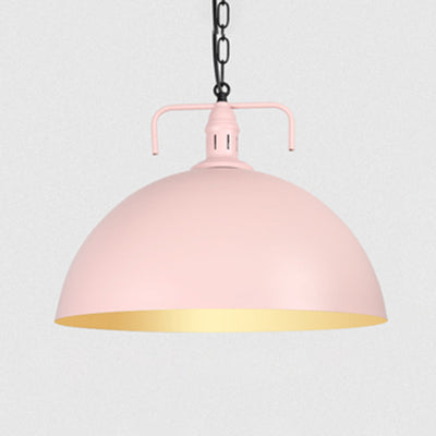 8"/10" Dia Domed Ceiling Fixture Loft Stylish 1 Light Metal Pendant Light in Dark Blue for Living Room Pink Clearhalo 'Ceiling Lights' 'Modern Pendants' 'Modern' 'Pendant Lights' 'Pendants' Lighting' 99662