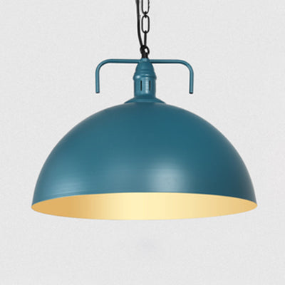 8"/10" Dia Domed Ceiling Fixture Loft Stylish 1 Light Metal Pendant Light in Dark Blue for Living Room Dark Blue Clearhalo 'Ceiling Lights' 'Modern Pendants' 'Modern' 'Pendant Lights' 'Pendants' Lighting' 99665