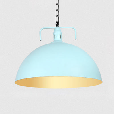 8"/10" Dia Domed Ceiling Fixture Loft Stylish 1 Light Metal Pendant Light in Dark Blue for Living Room Light Blue Clearhalo 'Ceiling Lights' 'Modern Pendants' 'Modern' 'Pendant Lights' 'Pendants' Lighting' 99666