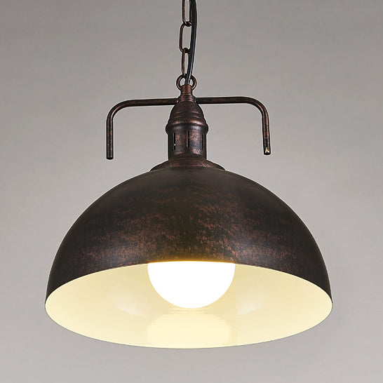 8"/10" Dia Domed Ceiling Fixture Loft Stylish 1 Light Metal Pendant Light in Dark Blue for Living Room Rust 8" Clearhalo 'Ceiling Lights' 'Modern Pendants' 'Modern' 'Pendant Lights' 'Pendants' Lighting' 99667